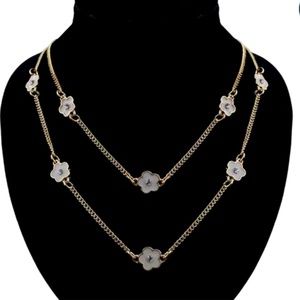 New Flower Shaped Charm Chain Necklace Double Chain